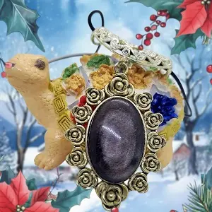 Pendentif Obsidienne dorée 