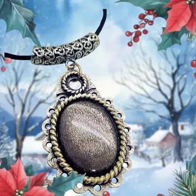 Pendentif Obsidienne dorée