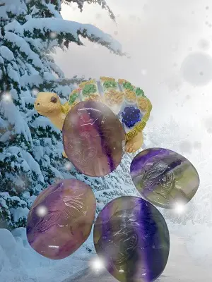 Galet graver loup Fluorite