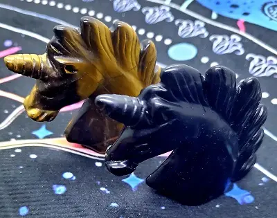 Minéraux licorne Obsidienne / Oeil de tigre