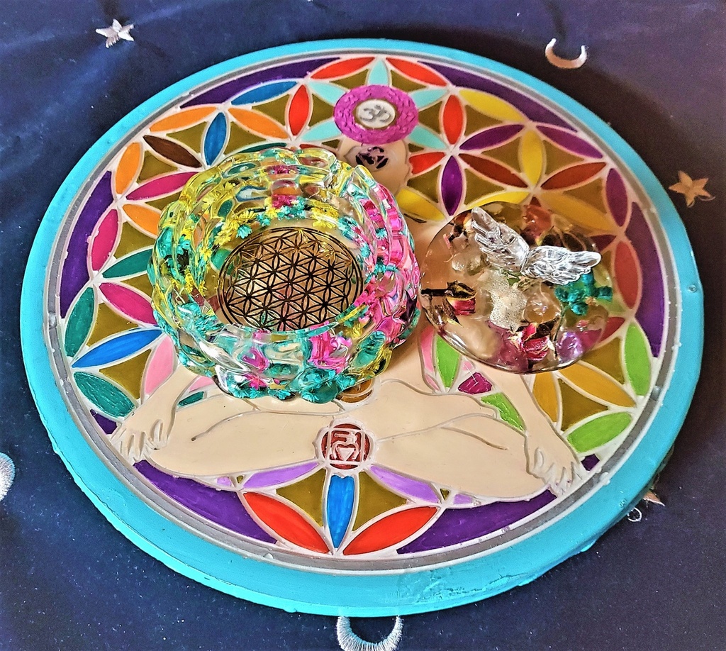 Support chauffe plat aile d'ange fleur de vie