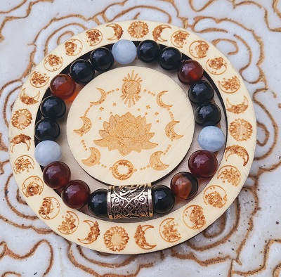 Bracelet Cacédoine,Tourmaline,Sélénite