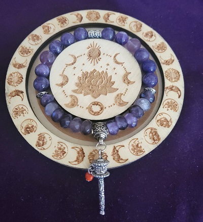 Bracelet Améthyste moulin à prière bouddhiste