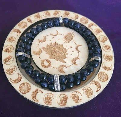 Bracelet double pierre du soleil bleu 