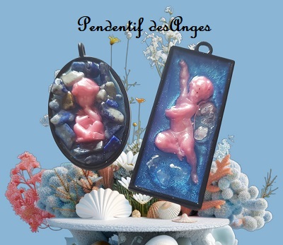 Pendentif ange minéraux cristal de roche Lapis Lazuli