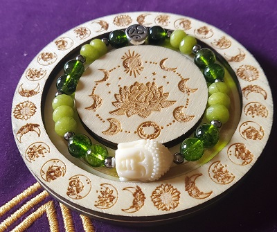 Bracelet Péridot bouddha nacre