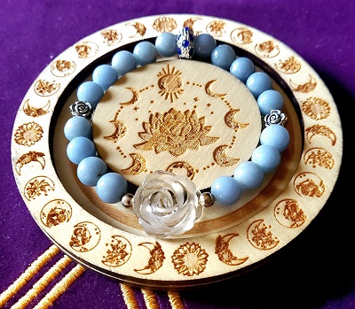 Bracelet Angélite fleur cristal de roche