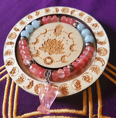 Bracelet Quartz cerise célestine