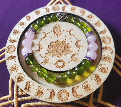 Bracelet Péridot Quartz rose 