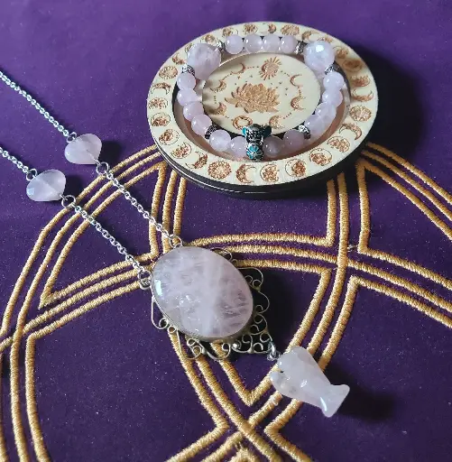 Parure Quartz rose ange