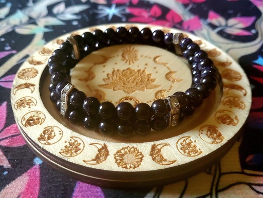 Bracelet double rang Obsidienne noire