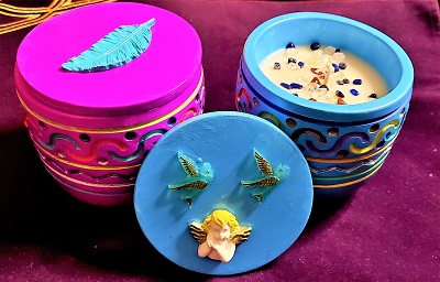 Pot mandala bougie huile essentielle minéraux