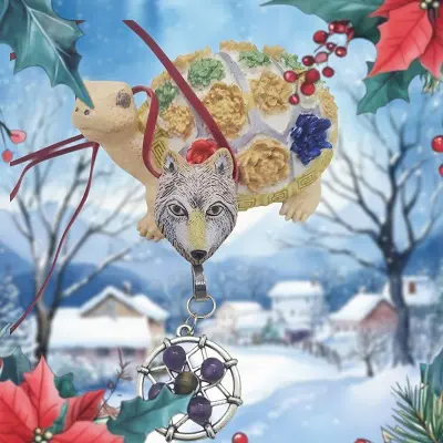 Pendentif tête de loup attrape rêve pierre Améthyste